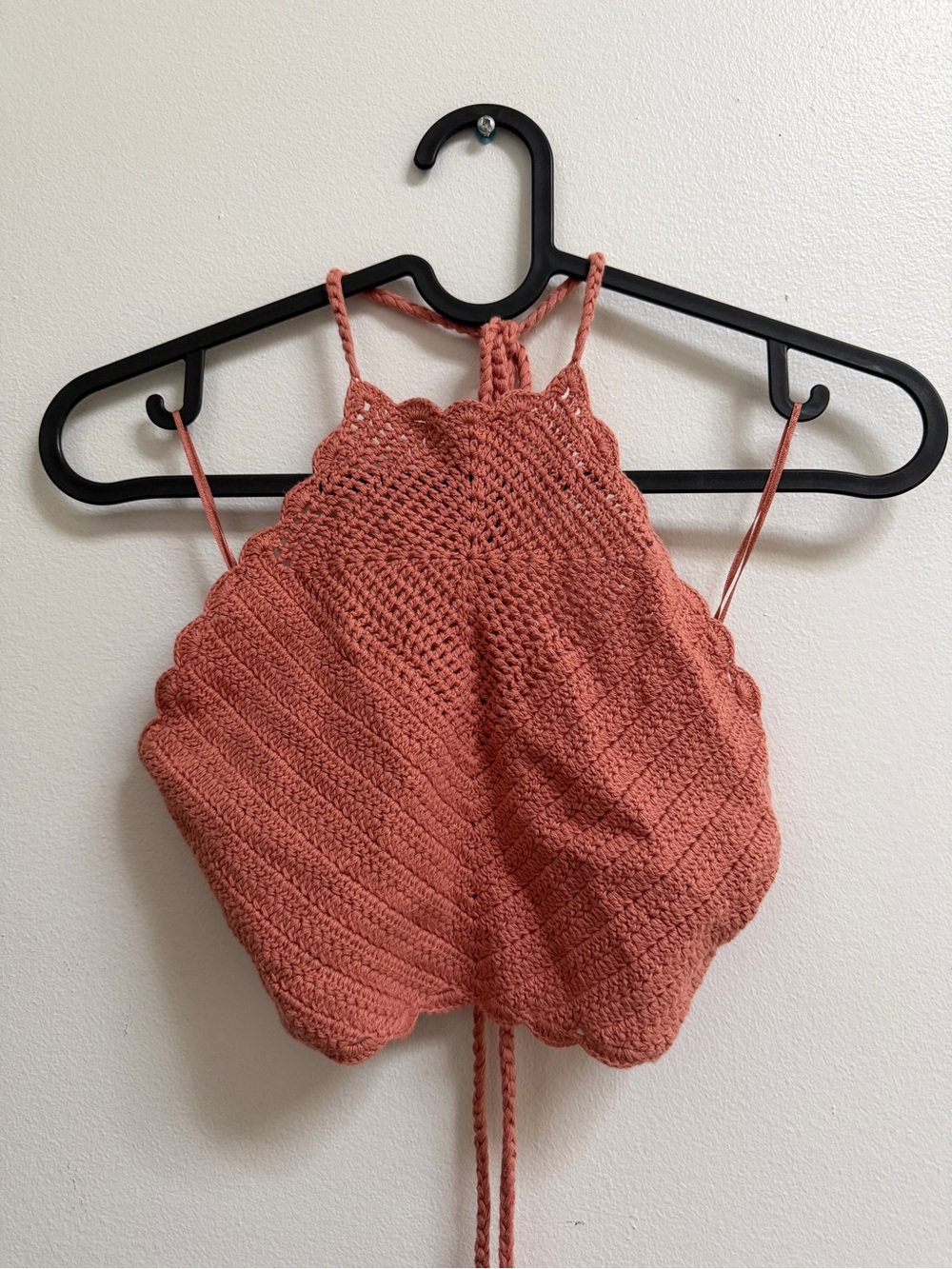 Kendall & Kylie Crochet Halter Top in Terracotta